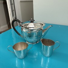Silver Plated Tea Pot Vintage In Good Condition Circa 1917 with Sugar Bowl & Jug
