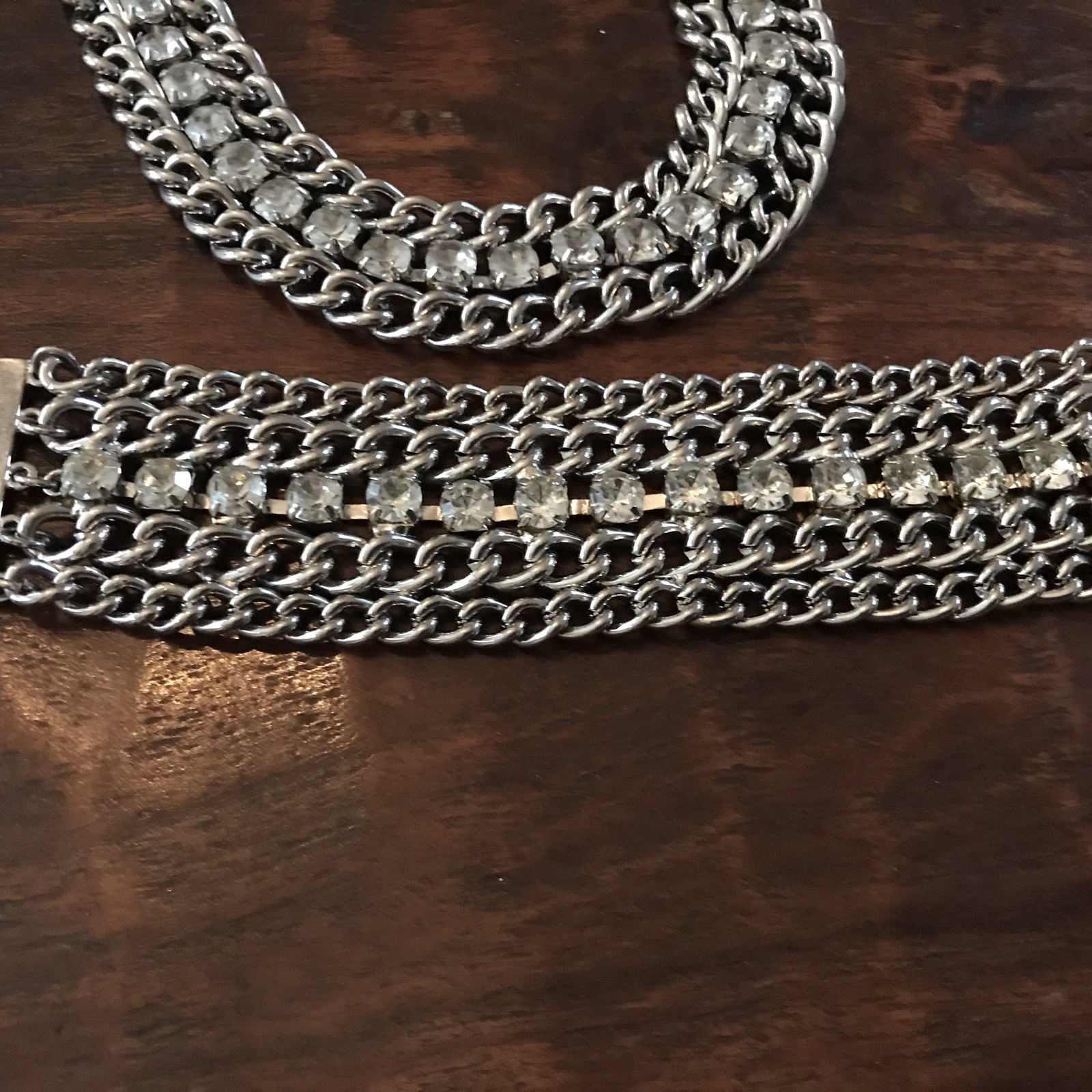 Cookie Lee Silver Tone Rhinestone Statement  Neck… - image 2