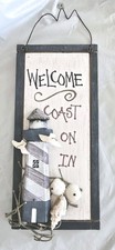 BEACH Sign Seashore Shells Decor Coast On In Welcome Wall Entry Art.