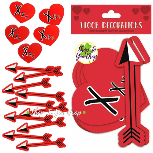 RED HEART ARROW FLOOR DECORATIONS 15 PACK VALENTINES DAY Romance Love Party💕💕 - Picture 1 of 7