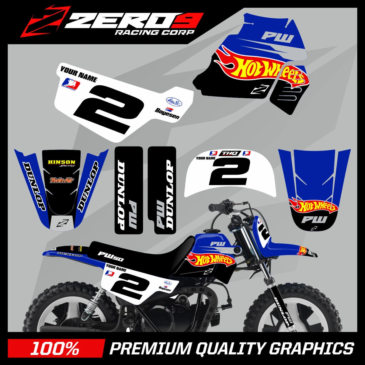 YAMAHA PW50 GRAPHICS KIT PEEWEE MX MOTOCROSS GRAPHICS MINI BIKE