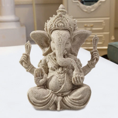 Sandstone Ganesha Classical Elephant Statue Ganesha Buddha Home Office