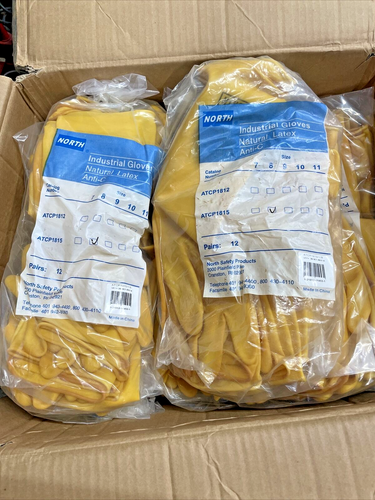 PPE Honeywell ATCP1815/Y/8 ANTI-C 15" Natural Latex Gloves Sz 8 (Case) 144 pairs - Picture 2 of 2
