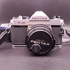 Vintage ASAHI PENTAX K1000 35mm Film Camera w/Lenses & Filters Bundle