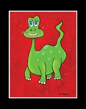 HAPPY BRONTO limited EDITION print RT VEGAS signed original pop dinosaur folk