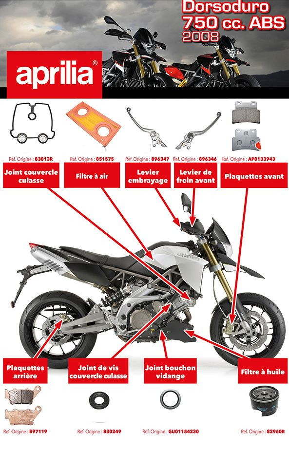 Paire Plaquette De Frein Arrière BREMBO Aprilia Smv Dorsoduro 750 08