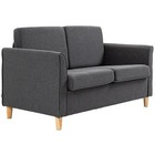 Double Seat Sofa Linen Upholstery Loveseat Couch with Armrests Chair Dark Grey