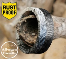 Customized Damascus Steel Ring with Textured Resin Work Mens Wedding Band Him