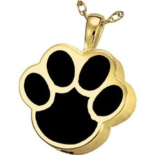 Dog Cat Paw Print Ash Holder Cremation Urn Keepsake Pendant Necklace Gold Plated
