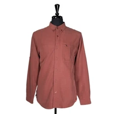 The North Face Mens Shirt Button Up Rust Brown Zip Pocket Roll Tab Sleeve Medium