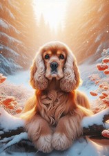 Cocker Spaniel Buff Winter Berries Flag