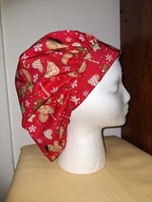 Ninja Gingerbread Men Christmas Medical Surgical Bouffant Scrub Hat SIZE Medium