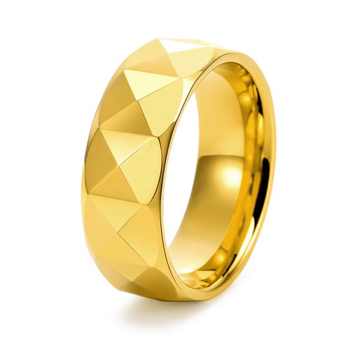 6/8mm Faceted Mens Ring Polished Fashion Engagement Band for Couple Comfort Fit - Picture 8 of 11