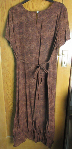 Mackays Long Brown Animal Print Dress, Short Sleeves Matching Belt & Scarf, 18 - Picture 4 of 14