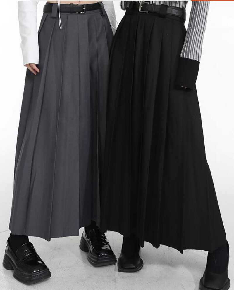 Japanese Women's Punk High Waist pleated skirt Student Long