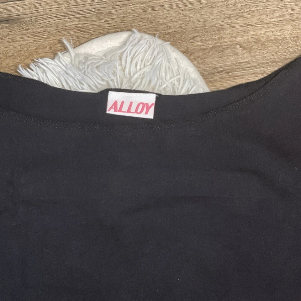 Nuevo top negro de aleación para mujer manga corta cuello barco talla 3X Foto 2 de 4