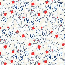 Feline Drive Fabric STORYBOOK AMERICANA USA Cats White Fat Quarter 18"x 22" FQ