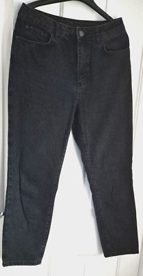 Noisy May Women Black 100%Cotton MOM Jeans Size W29'' inside L27'' Button, Zip VGC
