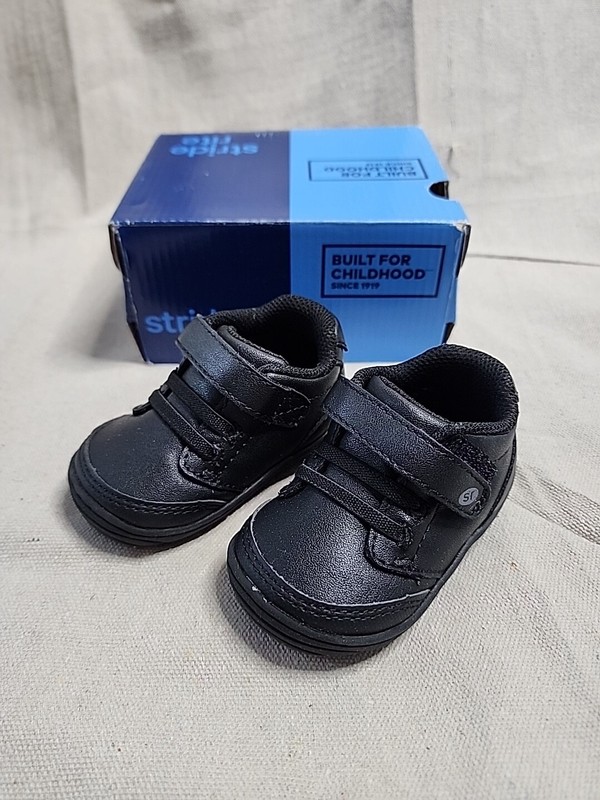 Baby Toddler Boys Stride Rite Hook & Loop Sneakers Black 2.5M NIB