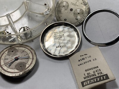 VINTAGE VALJOUX 22 CHRONOGRAPH MOVEMENT LOT w/HELBROS and BAUME & MERCIER pieces