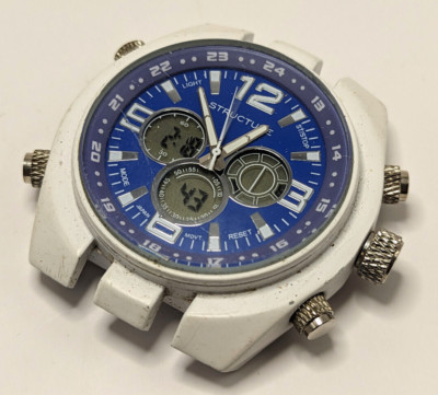 STRUCTURE Chronograph 32931 Large Heavy Chunky Watch Ana-Digi No Strap NEW BATT