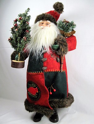 Nature Outdoor Santa St. Nick figure doll snowshoes and small pine tree 