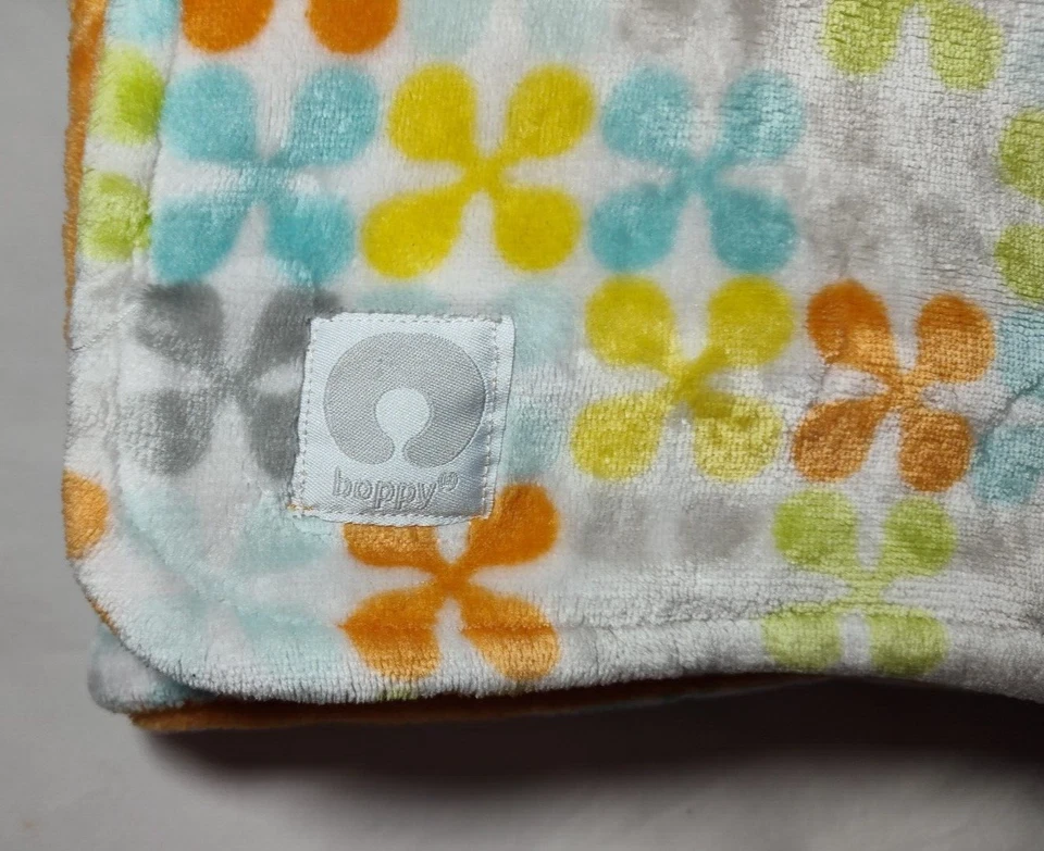 Boppy Plush Baby Blanket Orange White Gray Blue Yellow Green htf Security Lovey - Image 2 of 4