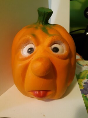 Vintage Sponge Foam Jack O Lantern Pumpkin Face 8'' tall