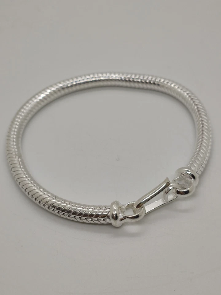 BRACCIALE SNAKE SERPENTE ARGENTO 700 UOMO TIBETANO CODA DI TOPO INDIA CM 20.2 S1 - Immagine 3 di 4