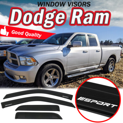 For 2010-2018 Ram 1500 2500 Crew Cab Window Visor Rain Sun Guard Wind Deflector | eBay