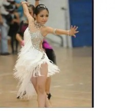 1pcslot Girls Latin Dance Dress White Tassel Latin Ballroom Costumes Dance Dress