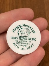 Vtg Soda Beer Bottle Cap Stopper COOKS TEXACO OIL HEAT WATERLOO NY HAPP HOLIDAYS