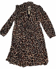 J Crew women’s tie-neck tiered leopard dress XS NWT