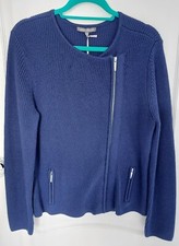 Laura Ashley Navy Blue Zip Crossover Cardigan Jacket Size 14 Brand New With Tags