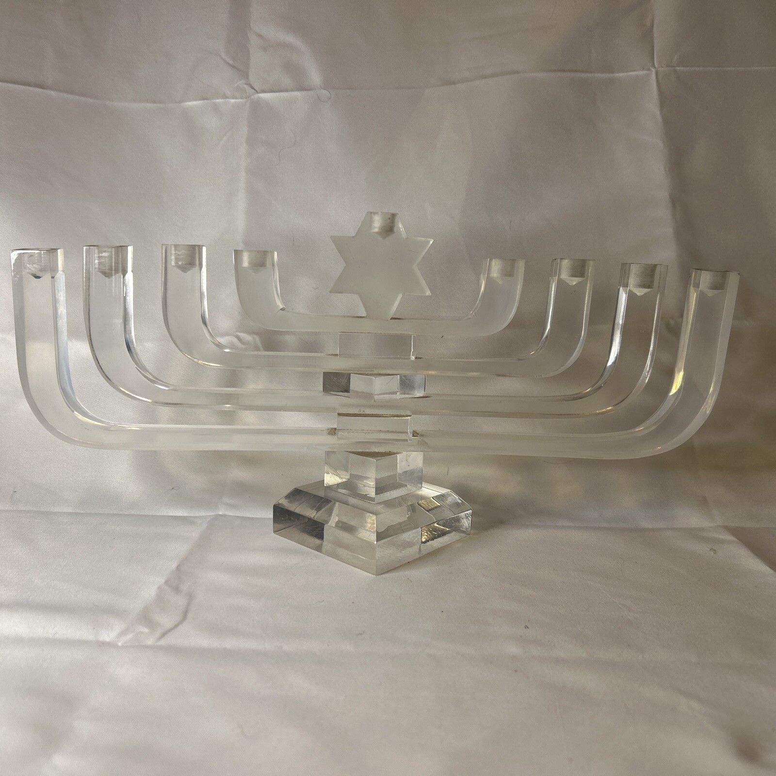 Hand Made Lucite Chanukah Menorah With Star Of David. Vintage 1970’s
