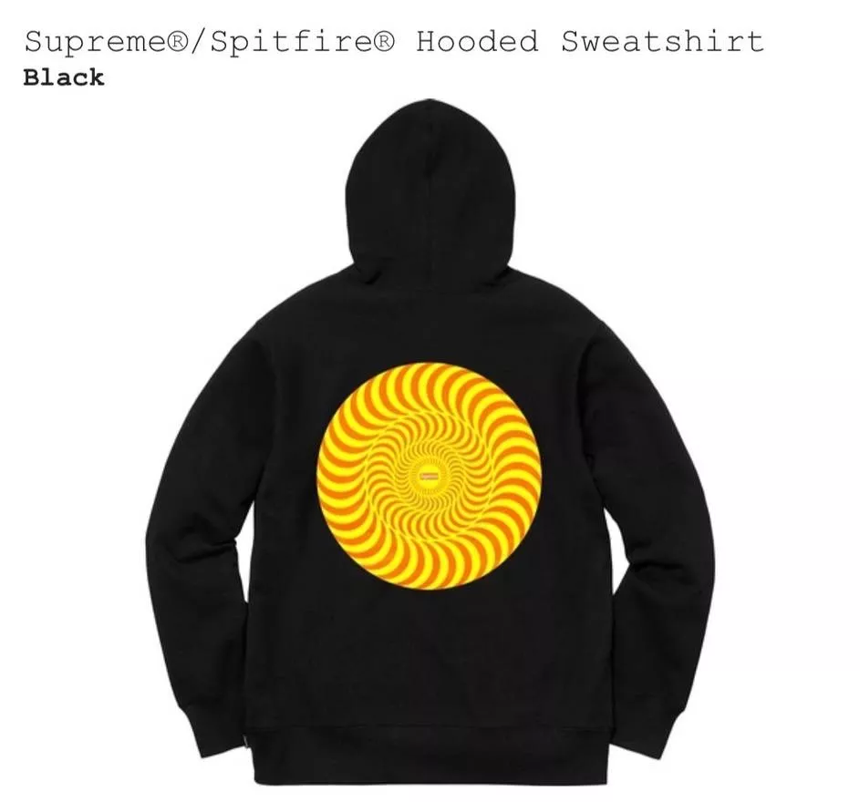 Supreme Spitfire Hooded Sweatshirt SS18 Black Size Large Unopened With Sticker