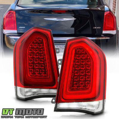 For 2015-2023 Chrysler 300 Chrome Trim LED Tail Lights Brake Lamps Left+Right