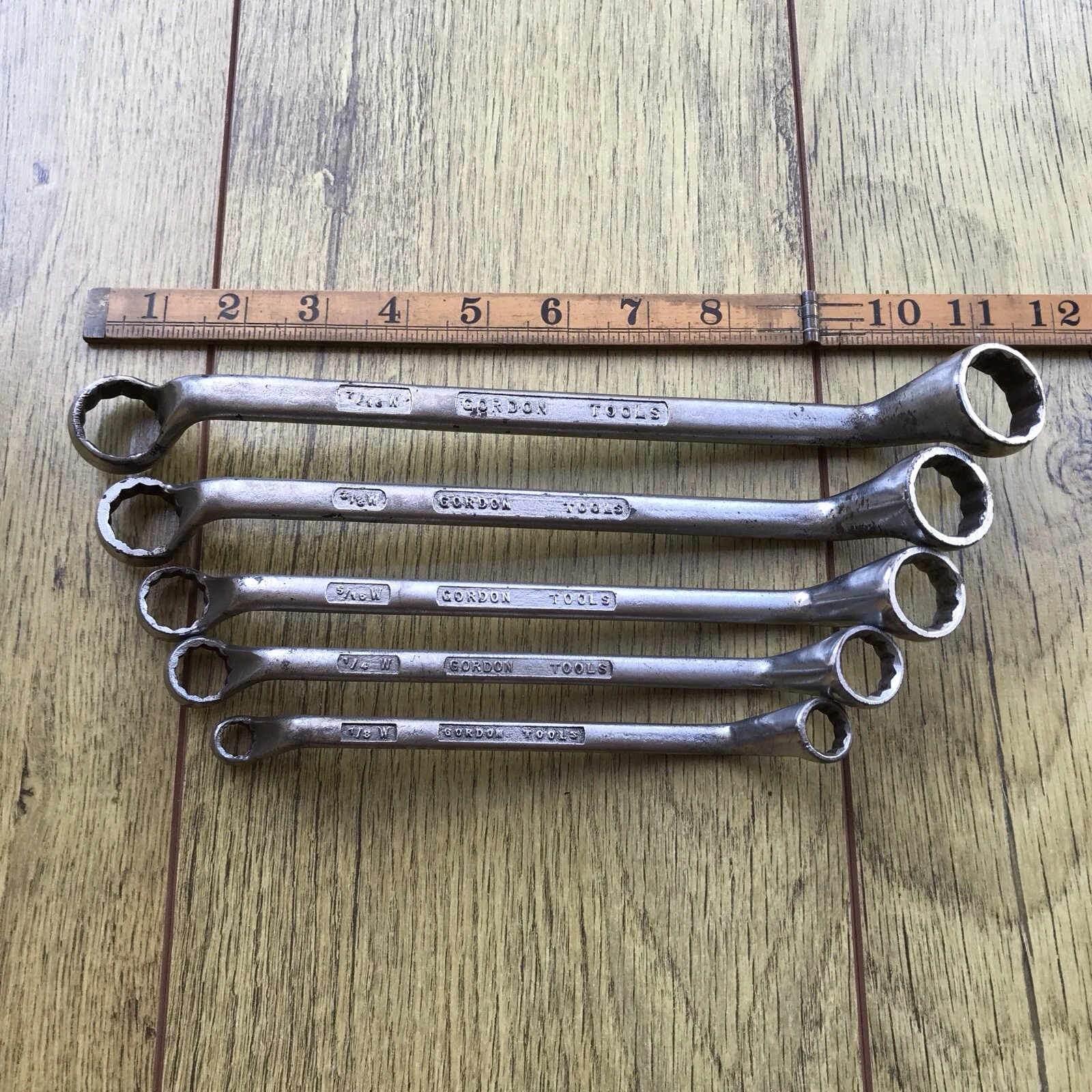 5 Vintage 1960s Gordon Tools Whitworth Ring Spanners 1/2” To 1/8"W. B.