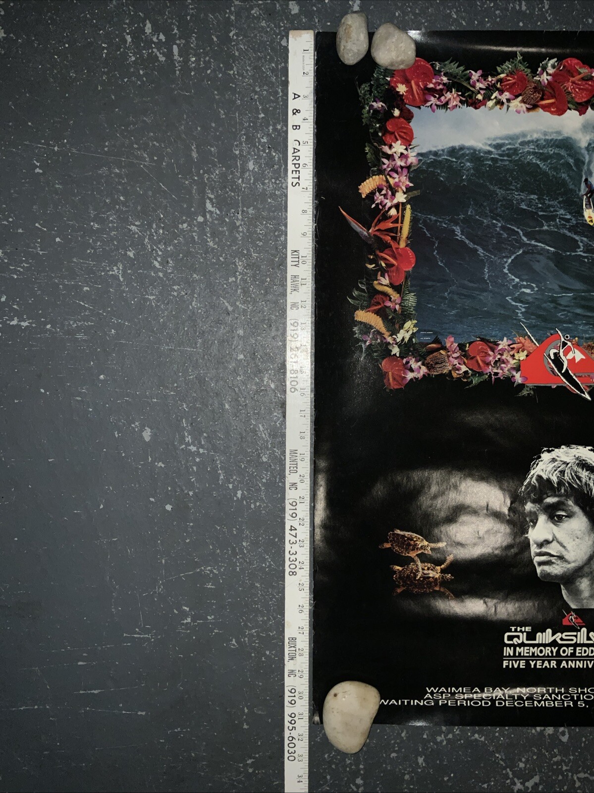 VINTAGE EDDIE AIKAU POSTER SURF QUIKSILVER 1990-91 WAIMEA BAY ORIGINAL RARE