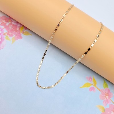 Twisted Chain Necklace, 18 Inch, Gold Plated Brass, XPNL0103 Shiny Rose Gold