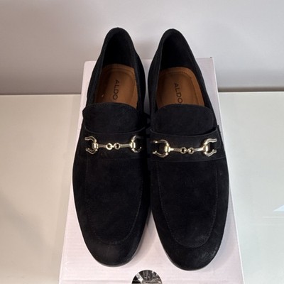 ALDO Marinho Black Suede Metal Bit Men's Dress Loafer US 9.5 UK 8.5 EU 42.5