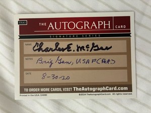 Charles E McGee autographed Card.  Tuskegee Airman
