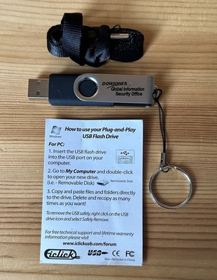 Dow Jones Global Information Security Office Promotional USB Flash Drive NEW