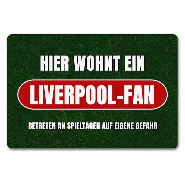 Hier Wohnt Ein Liverpool-Fan FußMatte In 40X60 Cm Ohne Rand Mit Rasenmotiv-image