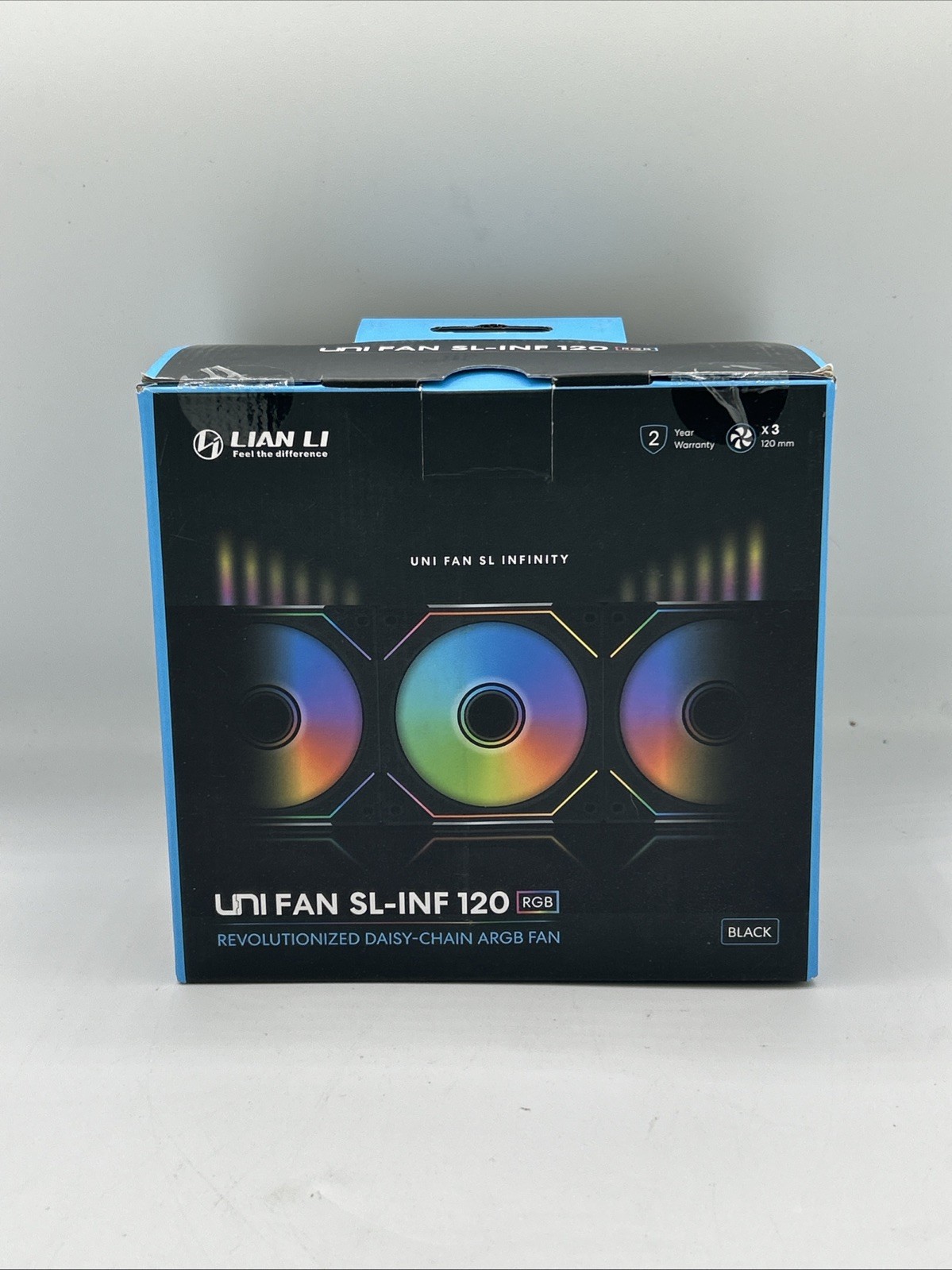 Lian Li UNI Fan SL-Infinity 120 ARGB 120mm Case Fan Triple Pack - UF-SLIN120-3B. Available Now for $59.99