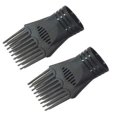 2Pcs Black Plastic Universal Blow Hair Dryer Comb Attachment for Straightening