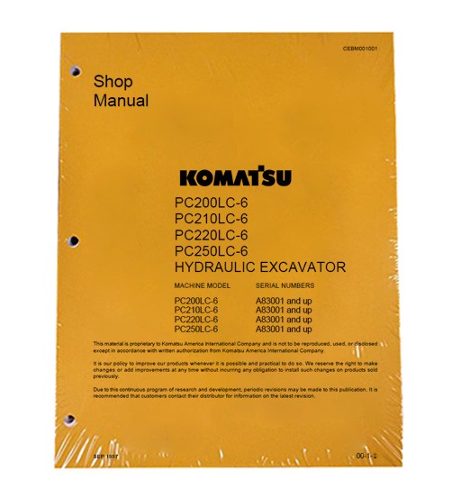 Komatsu PC200-6 200LC-6 PC210LC-6 220LC-6 PC250LC-6 Service Manual # CEBM001001