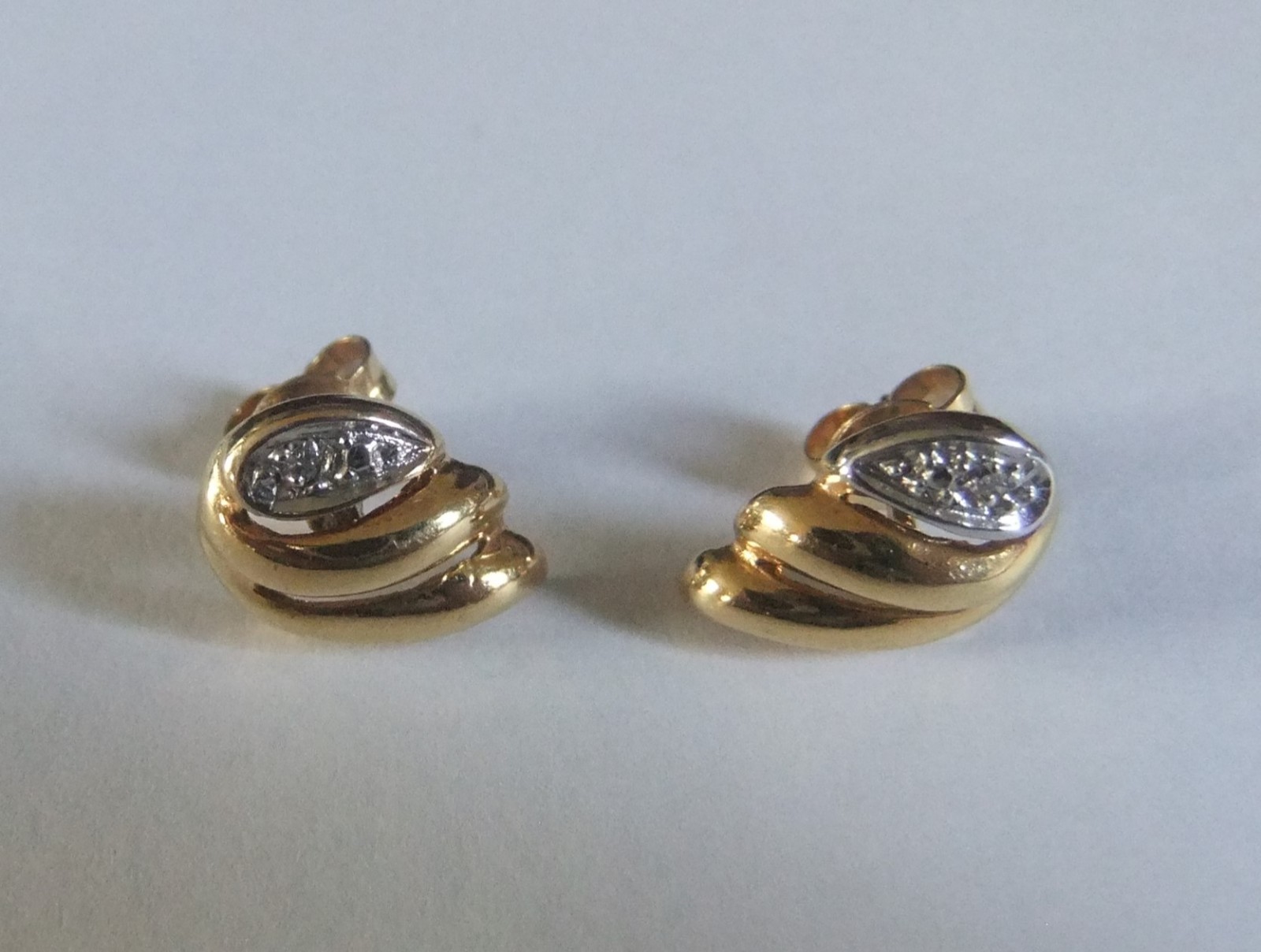 SOLID 9ct. GOLD DIAMOND ANGEL WING EARRINGS - image 3