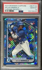 2024 Bowman Chrome Sapphire Arjun Nimmala 1st Bowman PSA 10 BCP142