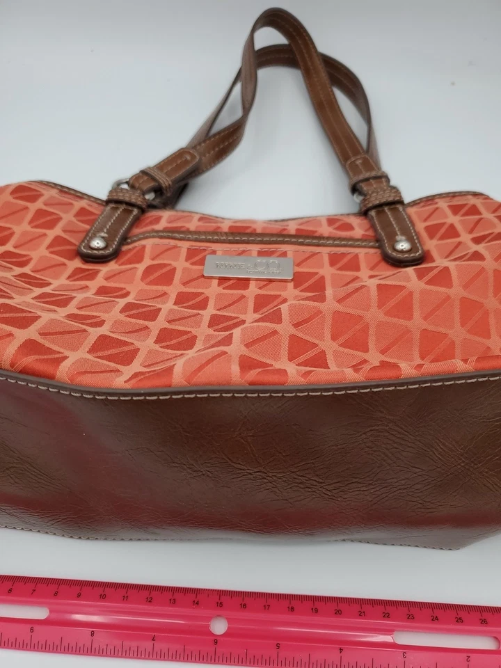 Bolso de Hombro Nine & Co Jacquard Ombre Tonos Naranja/Imitación Cuero Borde  Foto 2 de 4